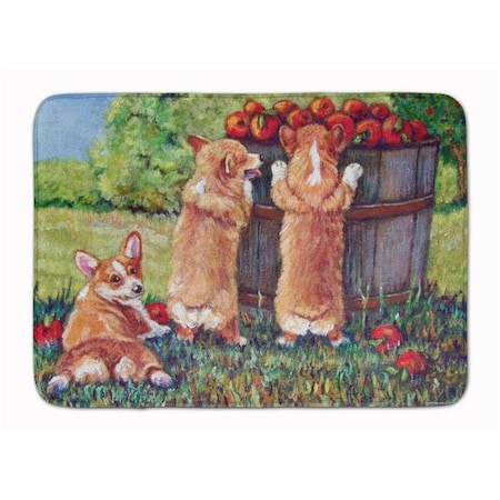 Jensendistributionservices Apple Helper Corgis Machine Washable Memory Foam Mat MI234030